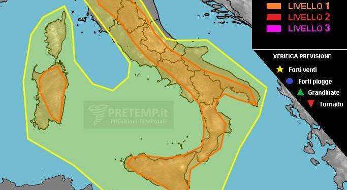 Maltempo, rischio forti temporali in Sardegna