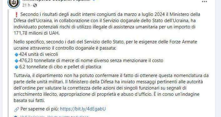 Ucraina, scomparsi aiuti umanitari per un valore di oltre 170 milioni di grivne