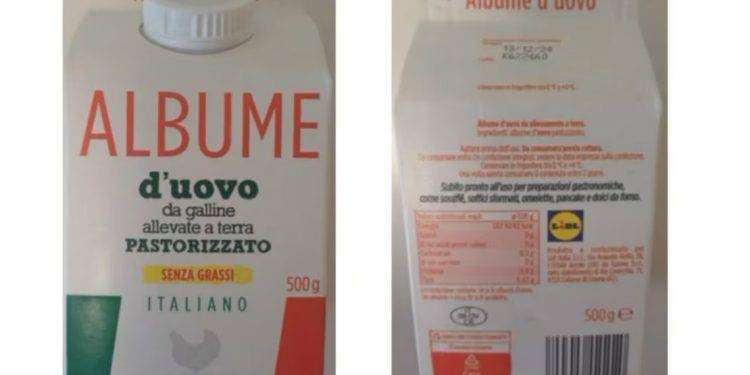 Presenza di Salmonella, richiamato lotto di albume d’uovo da galline allevate a terra pastorizzato a marchio Lidl