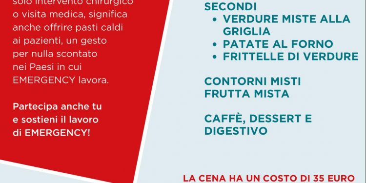 A marzo e aprile 100 cene per Emergency