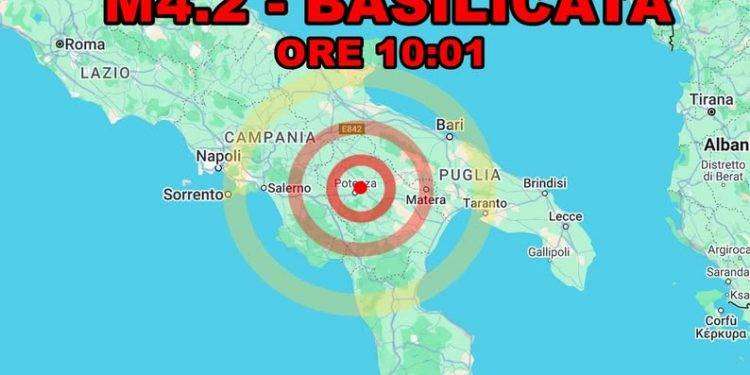 Forte scossa di terremoto 4.2 in provincia di Potenza