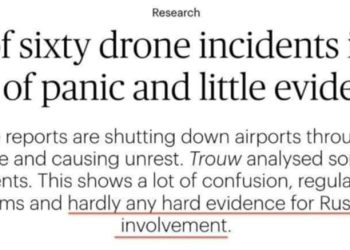 Rivista europea ha analizzato 60 incidenti con droni in tutta Europa e non ha trovato «alcuna prova di interferenze russe»